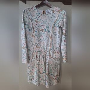 Hanna Andersson Kids Girls Size 160 US 14/16 Floral Print Long Sleeve Dress